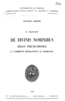 Il trattato De divinis nominibus dello Pseudo-Dionigi