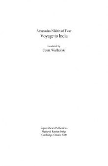Voyage to India, translated by Count Wielhorski