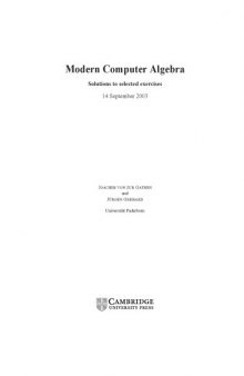 Modern computer algebra, Solutions for selected exercises