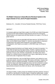 The Middle Cretaceous to Early Miocene Petroleum System in the Zagros Domain of Iran, and its Prospect Evaluation