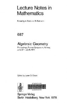 Algebraic Geometry: Proceedings. Tromso Symposium