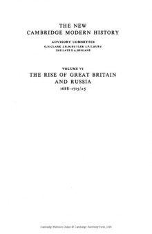 The New Cambridge Modern History: The Rise of Great Britain and Russia, 1688-1715/25