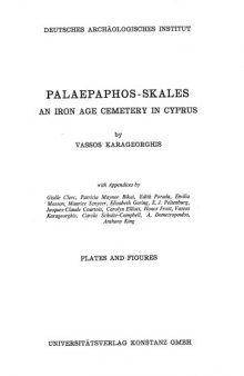 Palaepaphos-Skales: An Iron Age Cemetery in Cyprus (Drawings)