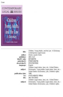 Children, Young Adults, and the Law: A Dictionary