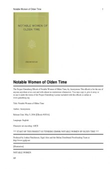 Notable Women of Olden Time