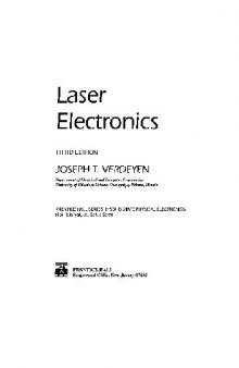 Electronics Optoelectronics J T Verdeyer Laser Electronics