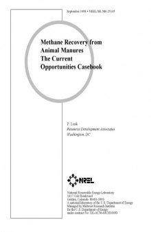 Methane recovery from animal manures : the current opportunities casebook