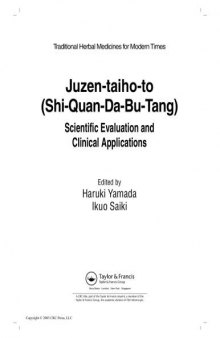 5 Juzen-taiho-to (Shi-Quan-Da-Bu-Tang): Scientific Evaluation and Clinical Applications