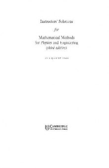 Instructor's solutions for Mathematical methods for physics and engineering, 3ed