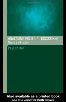 Analysing Political Discourse: Theory and Practice