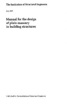 Manual for the Design of Plain Masonry in Building Structures