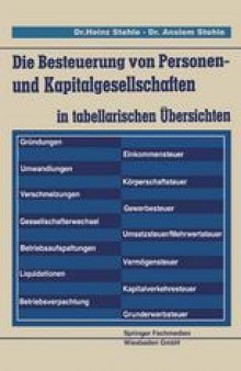 Die Besteuerung von Personen- und Kapitalgesellschaften: in tabellarischen Übersichten