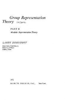 Group Representation Theory: Modular Representation Theory