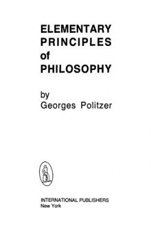 Elementary Principles of Philosophy