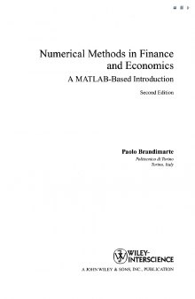 Numerical Methods in Finance and Economics A MATLAB based Introduction