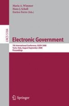 Electronic Government: 7th International Conference, EGOV 2008, Turin, Italy, August 31 - September 5, 2008. Proceedings