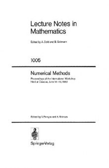 Numerical methods: proceedings of the international workshop held at Caracas, June 14-18, 1982