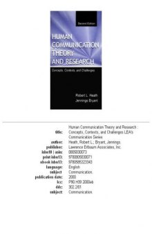 Human communication theory and research: concepts, contexts, and challenges