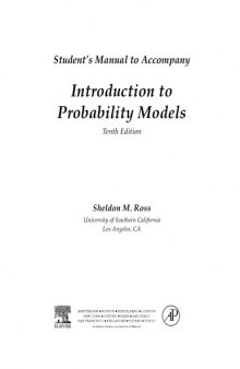 Introduction to Probability Models, Student Solutions Manual (e-only): Introduction to Probability Models 10th Edition