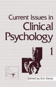 Current Issues in Clinical Psychology: Volume 1