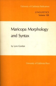 Maricopa Morphology and Syntax