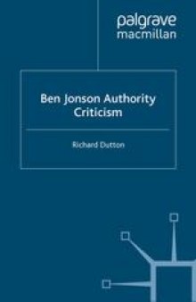 Ben Jonson Authority Criticism