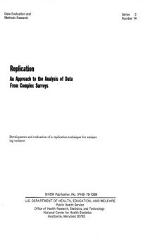 Replication, an approach to the analysis of data from complex surveys (DHEW publication ; no)