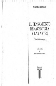 El Pensamiento Renacentista Y Las Artes (Coleccion de ensayos, 261)    