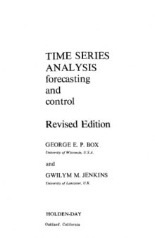 Time Series Analysis: Forecasting and Control (Revised Edition)  