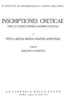 Inscriptiones Creticae, Vol I Tituli Cretae Mediae Praeter Gortynios