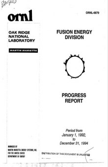 Fusion Energy Division annual progress report
