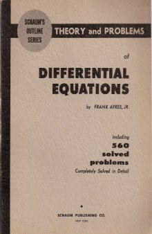 Theory and Problems of Differential Equations Including 560 Solved Problems