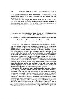 Further Experiments on the Mass of the Electric Carrier in Metals