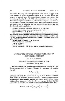 Note on the Divisors of the Numerators of Bernoullis Numbers