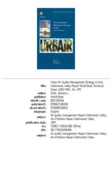 Urban air quality management strategy in Asia: Kathmandu Valley report, Volumes 23-378
