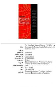 Research Observer (World Bank Research Observer) (v. 15, No. 1)