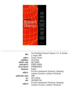 World Bank Research Observer Vol 14, Issue 2  