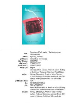 Daughters of Self-Creation: The Contemporary Chicana Novel