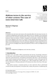 Address terms in the service of other actions: The case of news interview talk