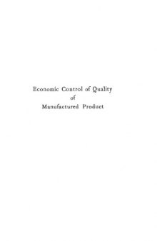 Economic Control of Quality of Manufactured Product