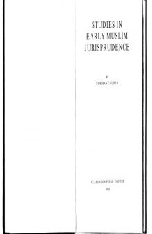 Studies in early Muslim jurisprudence  
