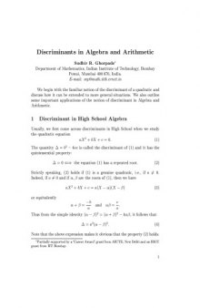 Discriminants in Algebra and Arithmetic [expository notes]