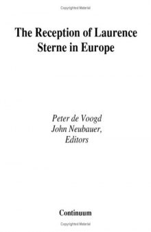 The Reception of Laurence Sterne in Europe (Athlone Critical Traditions Series)