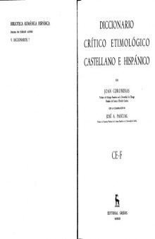 Diccionario Crítico Etimológico Castellano e Hispánico (Ce-F)