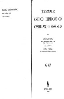 Diccionario Crítico Etimológico Castellano e Hispánico (G-Ma)