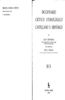 Diccionario Crítico Etimológico Castellano e Hispánico (Ri-X)