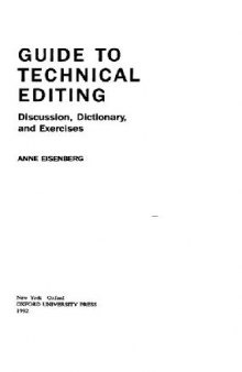 guide to technical editing discussion dictionary and exercise