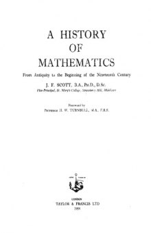 A History of Mathematics: From Antiquity to the Beginning of the Nineteenth Century