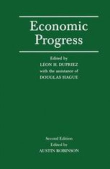 Economic Progress: Proceedings of a Conference held by The International Economic Association at Santa Margherita Ligure, Italy