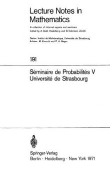 Seminaire de Probabilites V Universite de Strasbourg